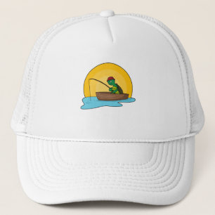 Frog as Angler in Boat Trucker Hat