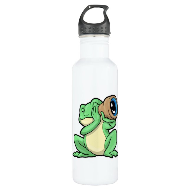 Frog as Astronomy with Telescope 710 Ml Water Bottle (Front)