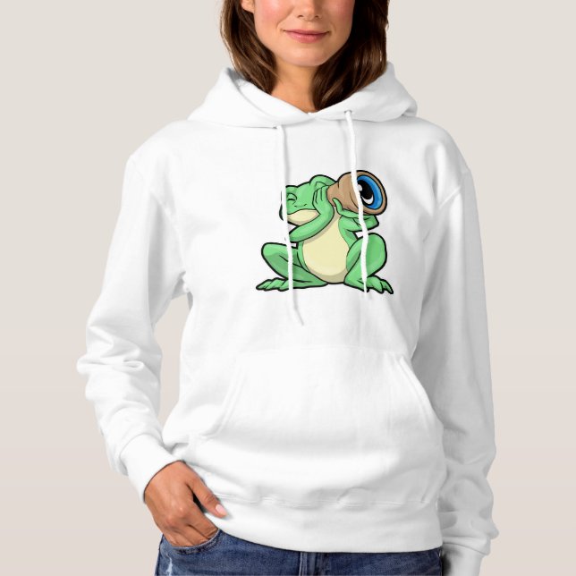 Frog as Astronomy with Telescope Hoodie (Front)