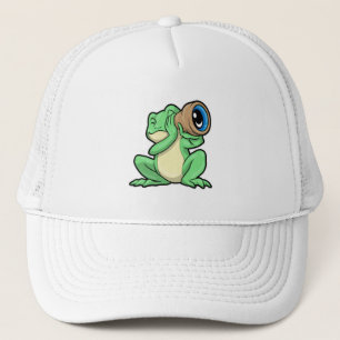 Frog as Astronomy with Telescope Trucker Hat