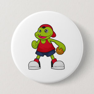 Frog as Basketball player with Basketball 3 Inch Round Button