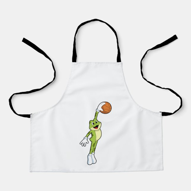 Frog as Basketball player with Basketball.PNG Apron (Front)