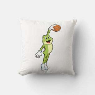 Frog as Basketball player with Basketball.PNG Throw Pillow