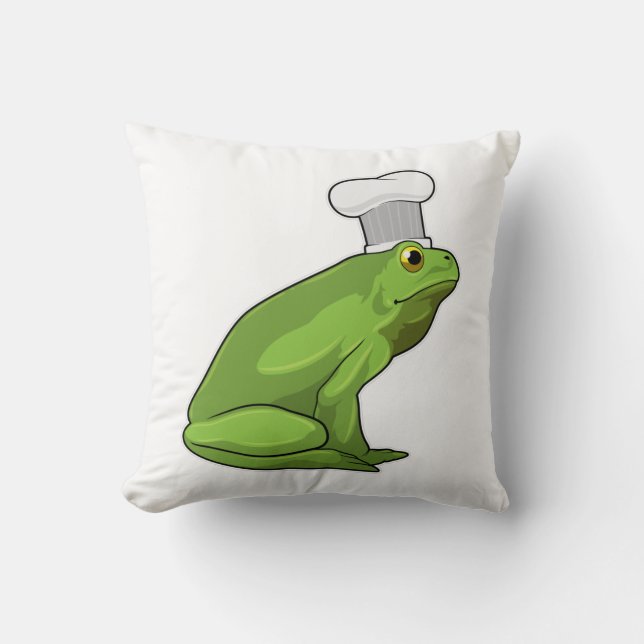 Frog as Cook with Chef hat Throw Pillow (Front)