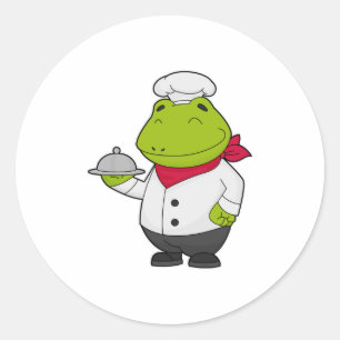 Frog as Cook with Platter Classic Round Sticker