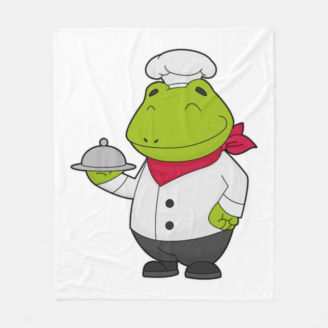 Frog as Cook with Platter Fleece Blanket (Front)