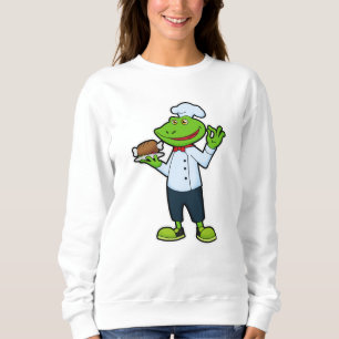 Frog as Cook with Serving plate & Chicken Sweatshirt