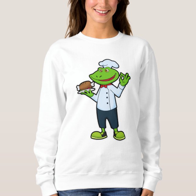 Frog as Cook with Serving plate & Chicken Sweatshirt (Front)