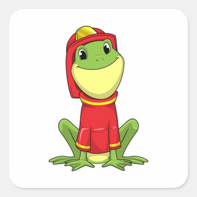 Frog as Firefighter with Helmet Square Sticker (Front)