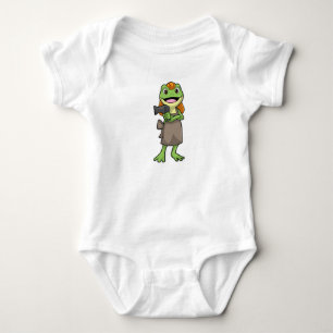 Frog as Hairdresser with Hairdryer Baby Bodysuit