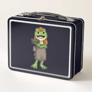 Frog as Hairdresser with Hairdryer Metal Lunch Box