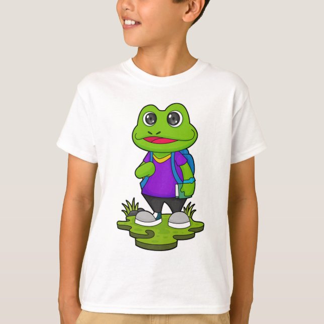 Frog as Hiker with Backpack T-Shirt (Front)