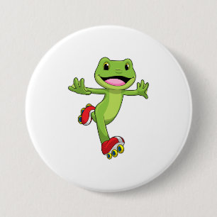 Frog as Inline skater with Roller skates 3 Inch Round Button