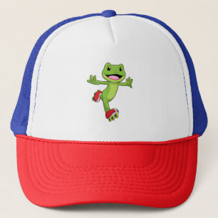 Frog as Inline skater with Roller skates Trucker Hat