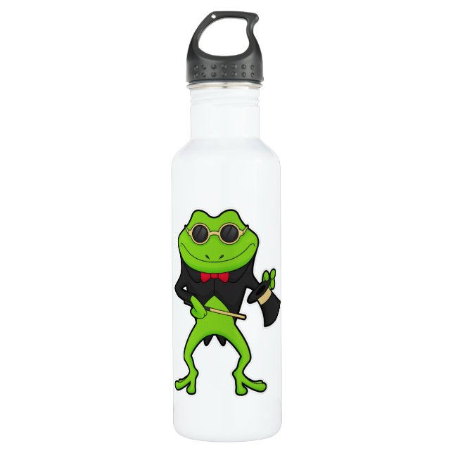 Frog as Magician with Magic wand & Hat 710 Ml Water Bottle (Front)