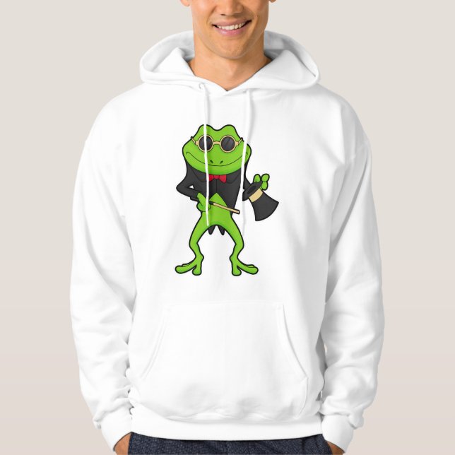 Frog as Magician with Magic wand & Hat Hoodie (Front)