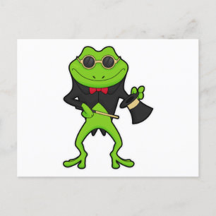 Frog as Magician with Magic wand & Hat Postcard