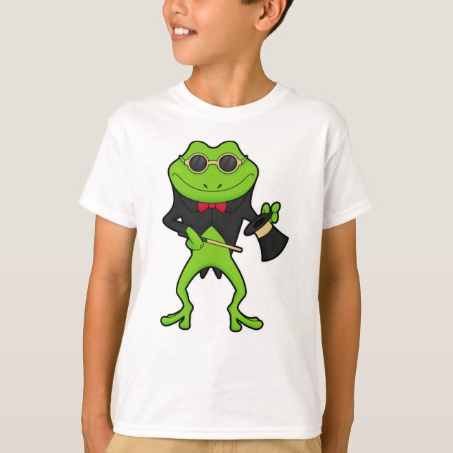 Frog as Magician with Magic wand & Hat T-Shirt (Front)