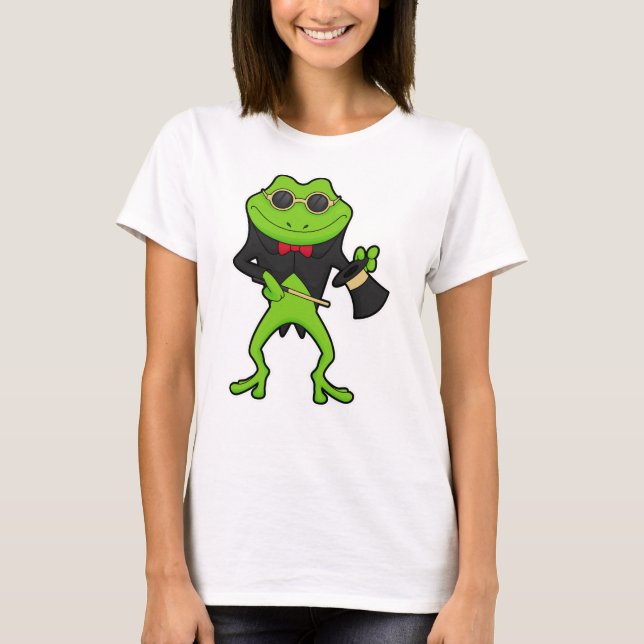 Frog as Magician with Magic wand & Hat T-Shirt (Front)