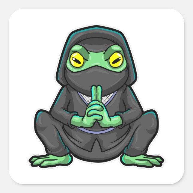 Frog as Ninja in black Square Sticker (Front)