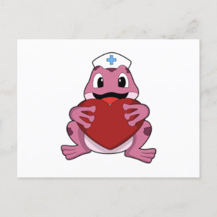 Frog as Nurse with Heart Postcard