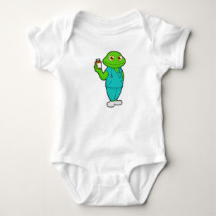 Frog as Nurse with Medicine & Stethoscope Baby Bodysuit
