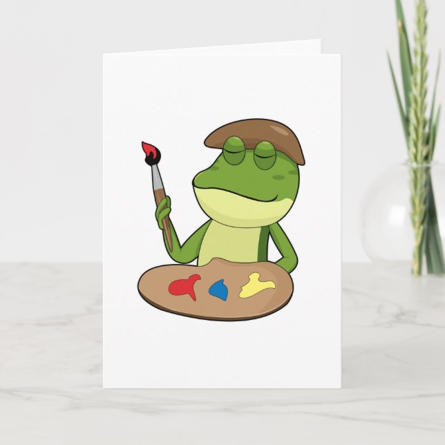 Frog as Painter with Brush & Paint Card (Front)
