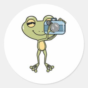 Frog as Photographer with Camera Classic Round Sticker