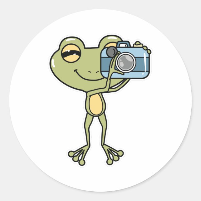 Frog as Photographer with Camera Classic Round Sticker (Front)
