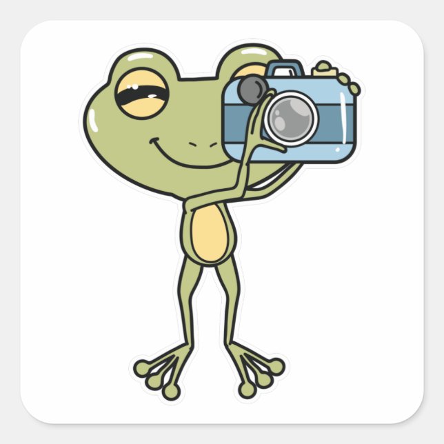 Frog as Photographer with Camera Square Sticker (Front)