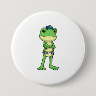 Frog as Police officer with Police hat 3 Inch Round Button