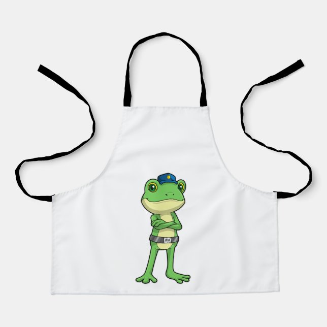 Frog as Police officer with Police hat Apron (Front)