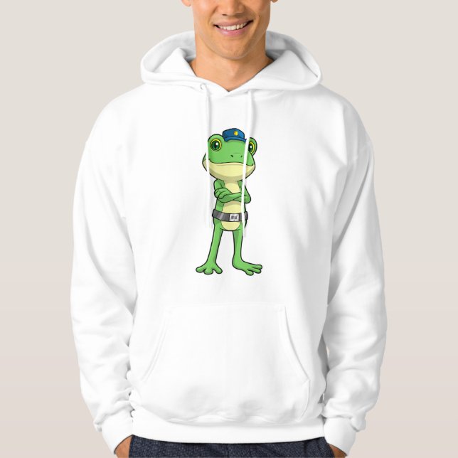 Frog as Police officer with Police hat Hoodie (Front)