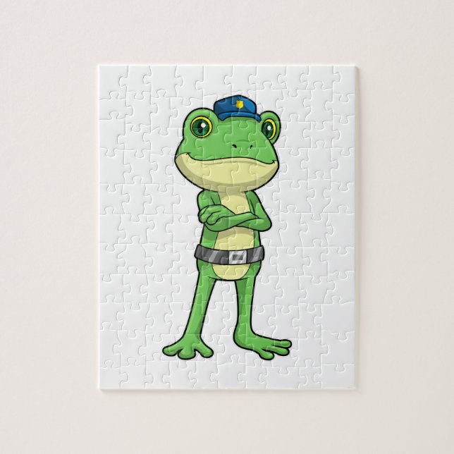 Frog as Police officer with Police hat Jigsaw Puzzle (Vertical)