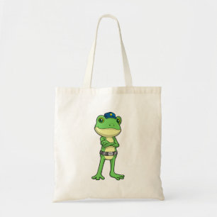 Frog as Police officer with Police hat Tote Bag