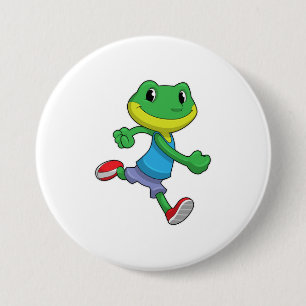 Frog as Runner at Running 3 Inch Round Button