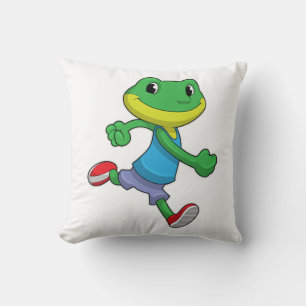 Frog as Runner at Running Throw Pillow