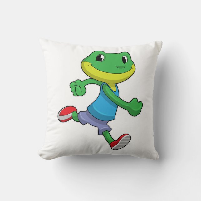 Frog as Runner at Running Throw Pillow (Front)