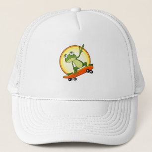 Frog as Skater with Skateboard Trucker Hat