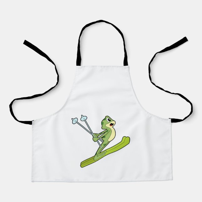 Frog as Ski jumper with Ski.PNG Apron (Front)