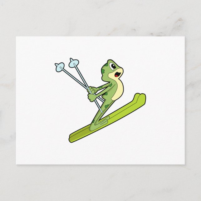 Frog as Ski jumper with Ski.PNG Postcard (Front)