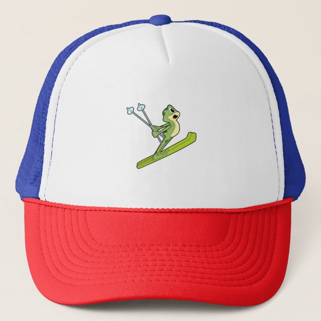 Frog as Ski jumper with Ski.PNG Trucker Hat (Front)