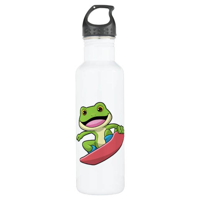 Frog as Snowboarder with Snowboard 710 Ml Water Bottle (Front)