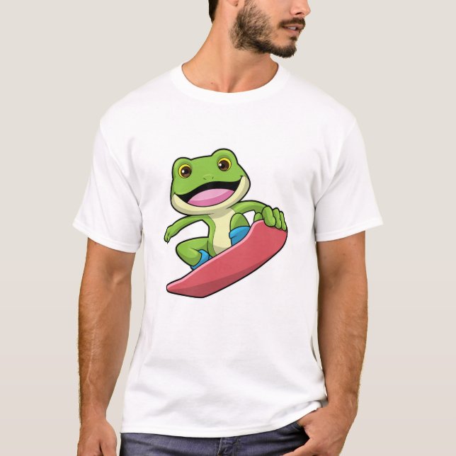 Frog as Snowboarder with Snowboard T-Shirt (Front)