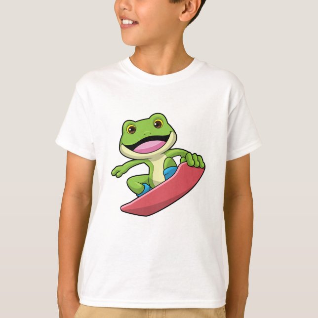Frog as Snowboarder with Snowboard T-Shirt (Front)