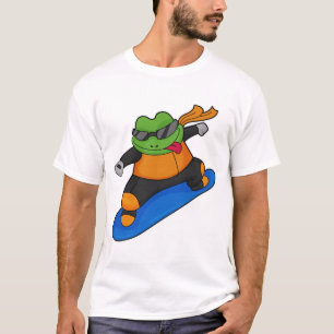 Frog as Snowobarder with Snowboard T-Shirt