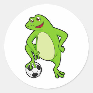 Frog as Soccer player with Soccer ball Classic Round Sticker