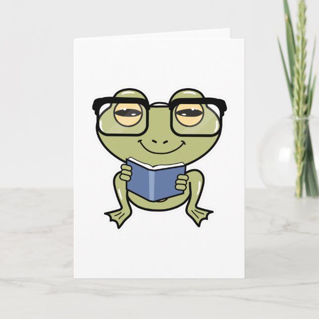 Frog as Student with Book Card (Front)