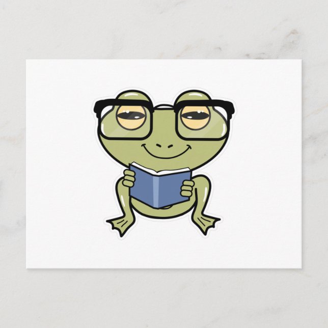 Frog as Student with Book Postcard (Front)
