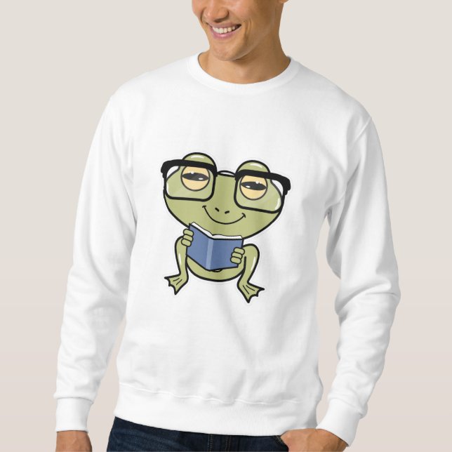 Frog as Student with Book Sweatshirt (Front)